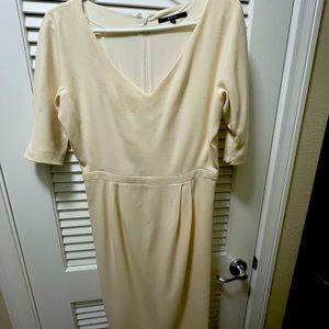 Gucci wool and silk v neck dress with pleating.